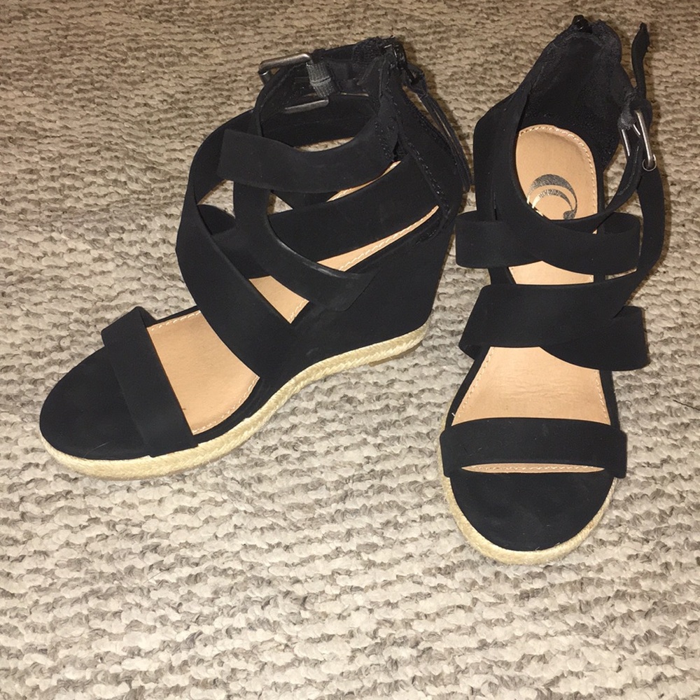 Black wedges- charming charlie